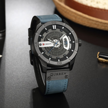 Men's Watches Sport Watch for Men Multifunction Chronograph Fashion Wristwatches Calendar With Leather Strap