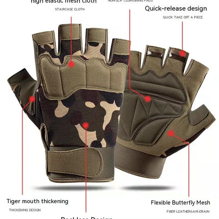 Kids Tactical Gloves Half Finger Bicycle Gloves Anti-skid Wearable Gloves Boys and Girls Training Military Gloves