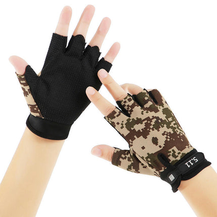 Men Women Half Finger Driving Gloves Breathable Lightweight Anti-slip Fingerless Bicycle Riding Gloves