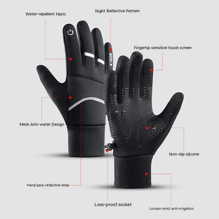 Men's and Women's Winter Gloves Windproof Waterproof Warm Gloves Touch Screen Finger Cycling Gloves