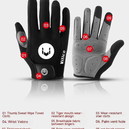 Kyncilor Outdoor Sports Men's And Women's Fitness Anti Slip Cycling All Finger Bicycles Breathable Touch Screen Gloves Wholesale