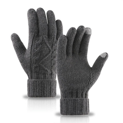 Men's and Women's Winter Touchscreen Gloves Warm Fleece Lined Knit Gloves Elastic Cuff Winter Texting Gloves