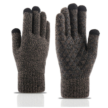 Men's Winter Knit Touchscreen Gloves Warm Texting Gloves Elastic Anti-slip Gloves for Adults