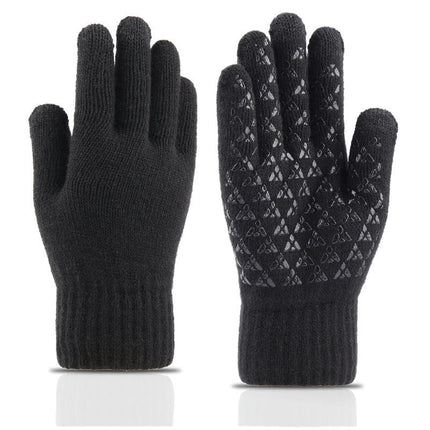 Men's Winter Knit Touchscreen Gloves Warm Texting Gloves Elastic Anti-slip Gloves for Adults