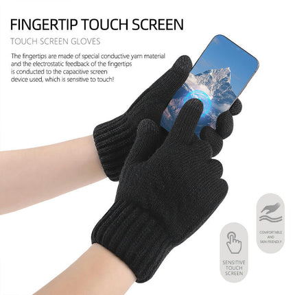 Faux Cashmere Warm Winter Gloves Men's Knitted Gloves with Fleece Lining Insulated Lining Warm Gift