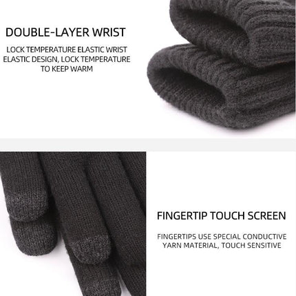 Faux Cashmere Warm Winter Gloves Men's Knitted Gloves with Fleece Lining Insulated Lining Warm Gift