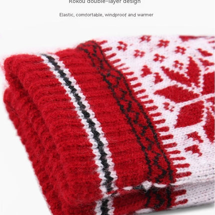 Touch Screen Gloves - Ladies Winter Thermal Gloves Knitted Warm Snow Gloves for Women