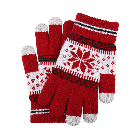 Touch Screen Gloves - Ladies Winter Thermal Gloves Knitted Warm Snow Gloves for Women