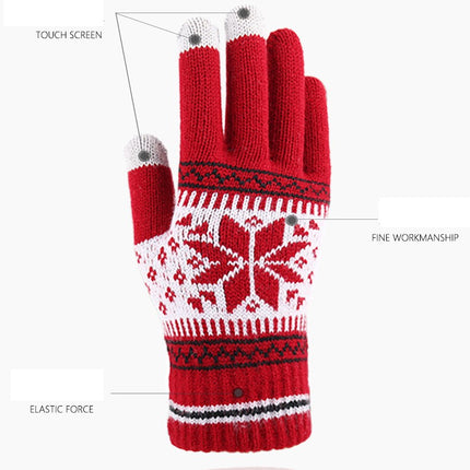 Touch Screen Gloves - Ladies Winter Thermal Gloves Knitted Warm Snow Gloves for Women