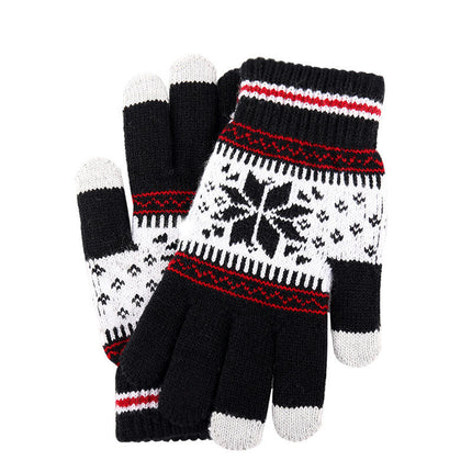 Touch Screen Gloves - Ladies Winter Thermal Gloves Knitted Warm Snow Gloves for Women