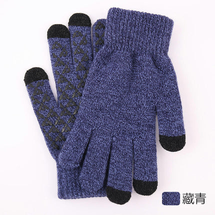 Winter Knitted Gloves, Soft Men's Touch Screen Cycling Gloves, Warm Full Finger Anti-Slip Running Gloves