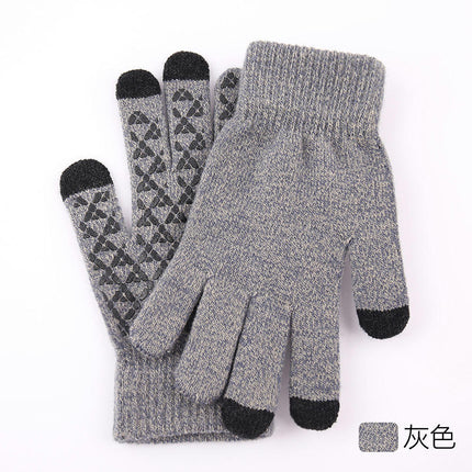 Winter Knitted Gloves, Soft Men's Touch Screen Cycling Gloves, Warm Full Finger Anti-Slip Running Gloves