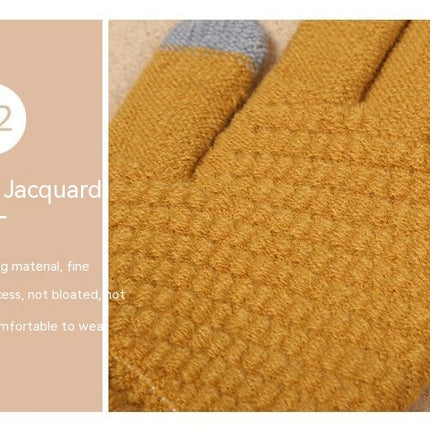 Women's Winter Touchscreen Gloves, Warm Wool Lined Gloves, Thermal Knitted Stretchy Cuff Mittens