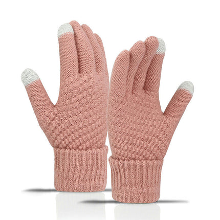 Women's Winter Touchscreen Gloves, Warm Wool Lined Gloves, Thermal Knitted Stretchy Cuff Mittens