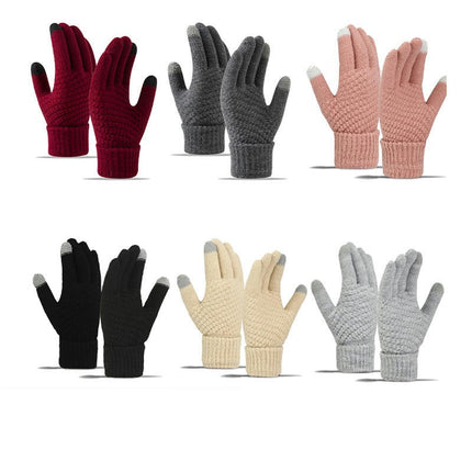 Women's Winter Touchscreen Gloves, Warm Wool Lined Gloves, Thermal Knitted Stretchy Cuff Mittens