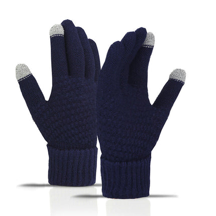 Women's Winter Touchscreen Gloves, Warm Wool Lined Gloves, Thermal Knitted Stretchy Cuff Mittens