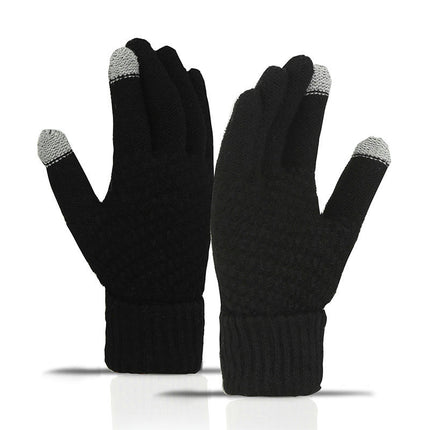 Women's Winter Touchscreen Gloves, Warm Wool Lined Gloves, Thermal Knitted Stretchy Cuff Mittens