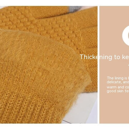 Women's Winter Touchscreen Gloves, Warm Wool Lined Gloves, Thermal Knitted Stretchy Cuff Mittens