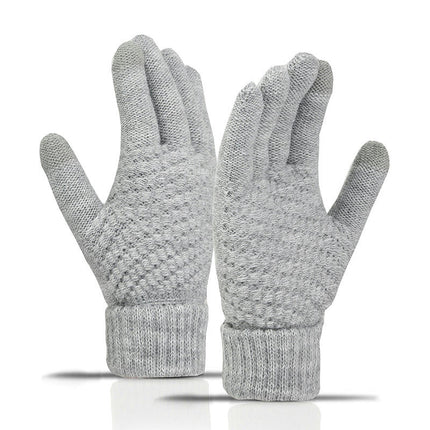 Women's Winter Touchscreen Gloves, Warm Wool Lined Gloves, Thermal Knitted Stretchy Cuff Mittens