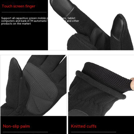 Men's and Women's Winter Gloves - Double Sided Rocker Plush Warm Gloves, Touch Screen Texting Gloves