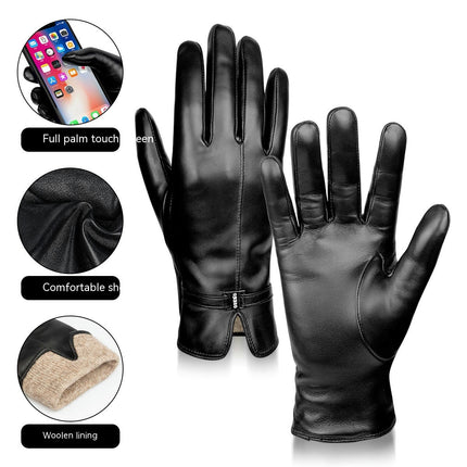 Genuine Sheepskin Leather Gloves for Women, Winter Warm Touchscreen Gloves Thinsulate Lined, Driving Motorcycle Gloves