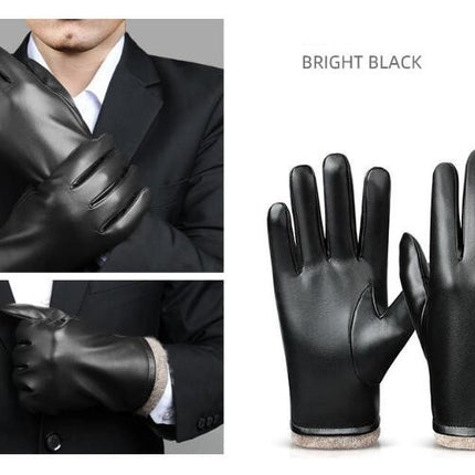 Winter Men's and Women's PU Gloves, Touch Screen Texting Leather Gloves, Fleece Lined Soft and Warm