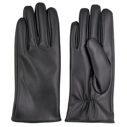 Winter Men's and Women's PU Gloves, Touch Screen Texting Leather Gloves, Fleece Lined Soft and Warm