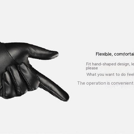 Touch Screen Texting Mens Leather Gloves,PU Warm Wool Lined Gloves,Non-Slip Mens Driving Gloves