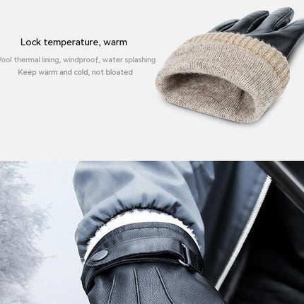 Touch Screen Texting Mens Leather Gloves,PU Warm Wool Lined Gloves,Non-Slip Mens Driving Gloves