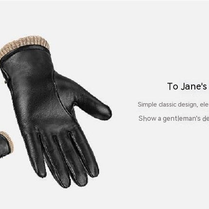 Touch Screen Texting Mens Leather Gloves,PU Warm Wool Lined Gloves,Non-Slip Mens Driving Gloves