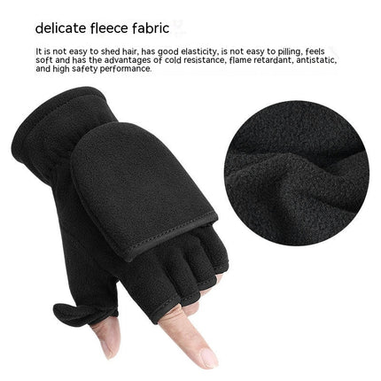 Winter Shaker Fleece Fingerless Wool Gloves Men Women Warm Foldable Flap Gloves