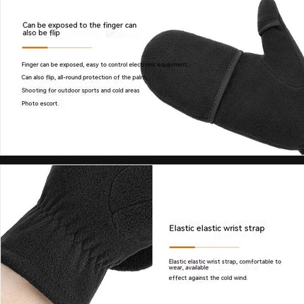 Winter Shaker Fleece Fingerless Wool Gloves Men Women Warm Foldable Flap Gloves