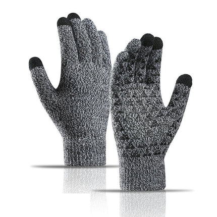 Men's and Women's Winter Knitted Touchscreen Gloves - Warm Adult Stretch Non-Slip Gloves