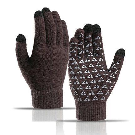 Men's and Women's Winter Knitted Touchscreen Gloves - Warm Adult Stretch Non-Slip Gloves