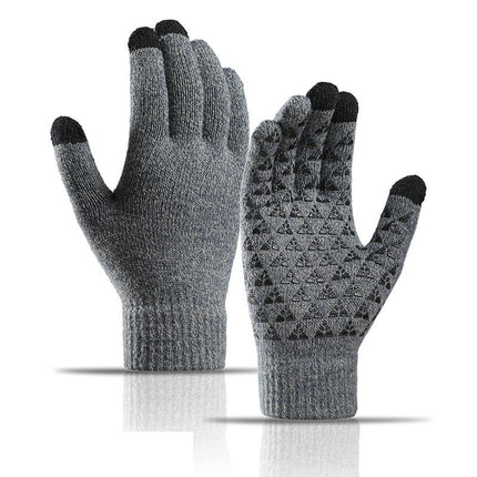 Men's and Women's Winter Knitted Touchscreen Gloves - Warm Adult Stretch Non-Slip Gloves