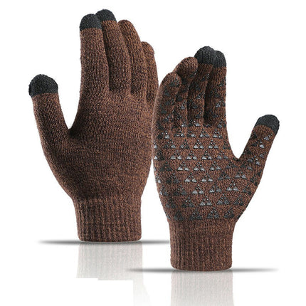 Men's and Women's Winter Knitted Touchscreen Gloves - Warm Adult Stretch Non-Slip Gloves