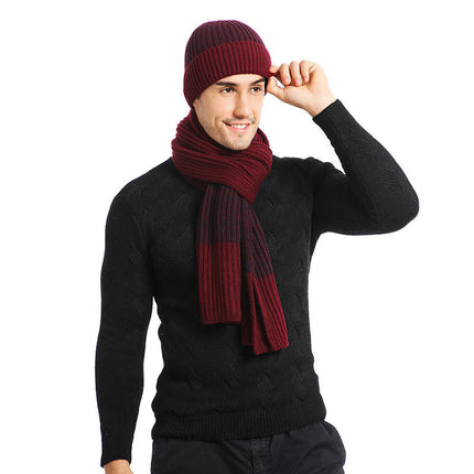 Winter Warm Knitted Hat Touch Screen Gloves Long Scarf Set (with Plush Lining) Gift for Women Men