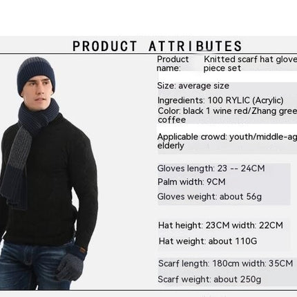 Winter Warm Knitted Hat Touch Screen Gloves Long Scarf Set (with Plush Lining) Gift for Women Men