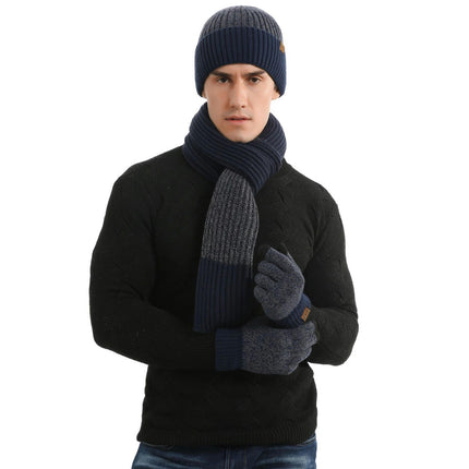 Winter Warm Knitted Hat Touch Screen Gloves Long Scarf Set (with Plush Lining) Gift for Women Men