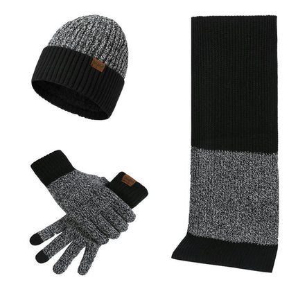 Winter Warm Knitted Hat Touch Screen Gloves Long Scarf Set (with Plush Lining) Gift for Women Men