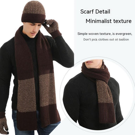 Winter Warm Knitted Hat Touch Screen Gloves Long Scarf Set (with Plush Lining) Gift for Women Men