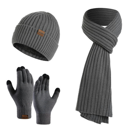 Winter Beanie Hat Scarf Touchscreen Gloves Set Knit Warm Skull Caps Long Neck Scarves for Women Men