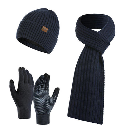 Winter Beanie Hat Scarf Touchscreen Gloves Set Knit Warm Skull Caps Long Neck Scarves for Women Men