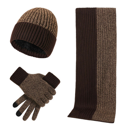 Winter Hats Scarf for Men with Touchscreen Gloves Warm Men's Scaves and Beanie Hat Themal Gloves Set