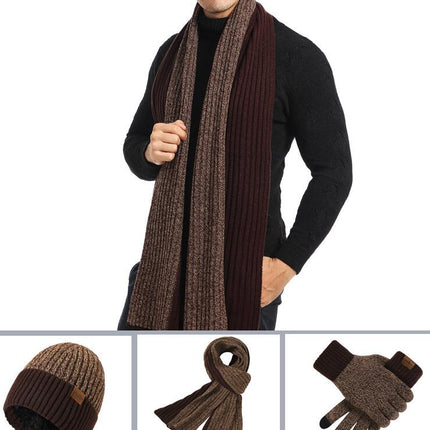 Winter Hats Scarf for Men with Touchscreen Gloves Warm Men's Scaves and Beanie Hat Themal Gloves Set