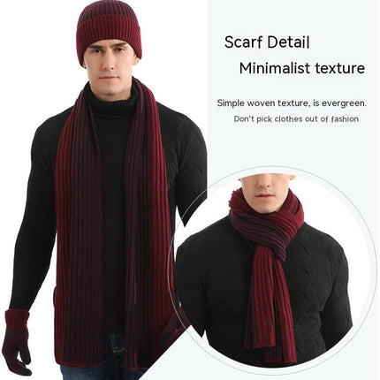 Winter Hats Scarf for Men with Touchscreen Gloves Warm Men's Scaves and Beanie Hat Themal Gloves Set