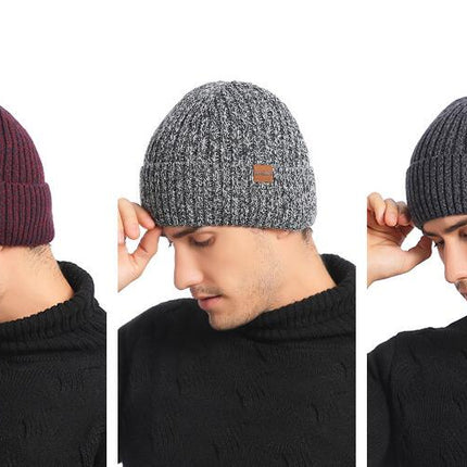 Men's Women's Warm Beanies, Fleece Lined Winter Warm Hat, Unisex Fashion Knit Cuffed Hat