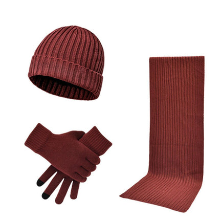 Winter Beanie Hat Scarf Gloves, Warm Wool Knit Hat Touch Screen Gloves Scarf Set For Women Men