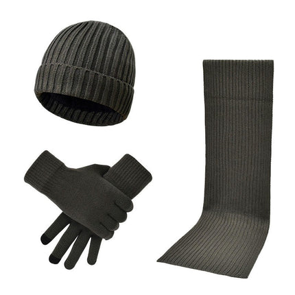 Winter Beanie Hat Scarf Gloves, Warm Wool Knit Hat Touch Screen Gloves Scarf Set For Women Men