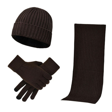 Winter Beanie Hat Scarf Gloves, Warm Wool Knit Hat Touch Screen Gloves Scarf Set For Women Men